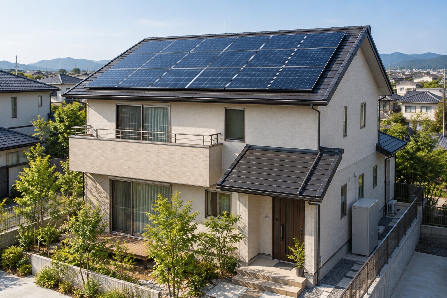 太陽光パネルを設置した戸建て住宅(生成イメージ)
