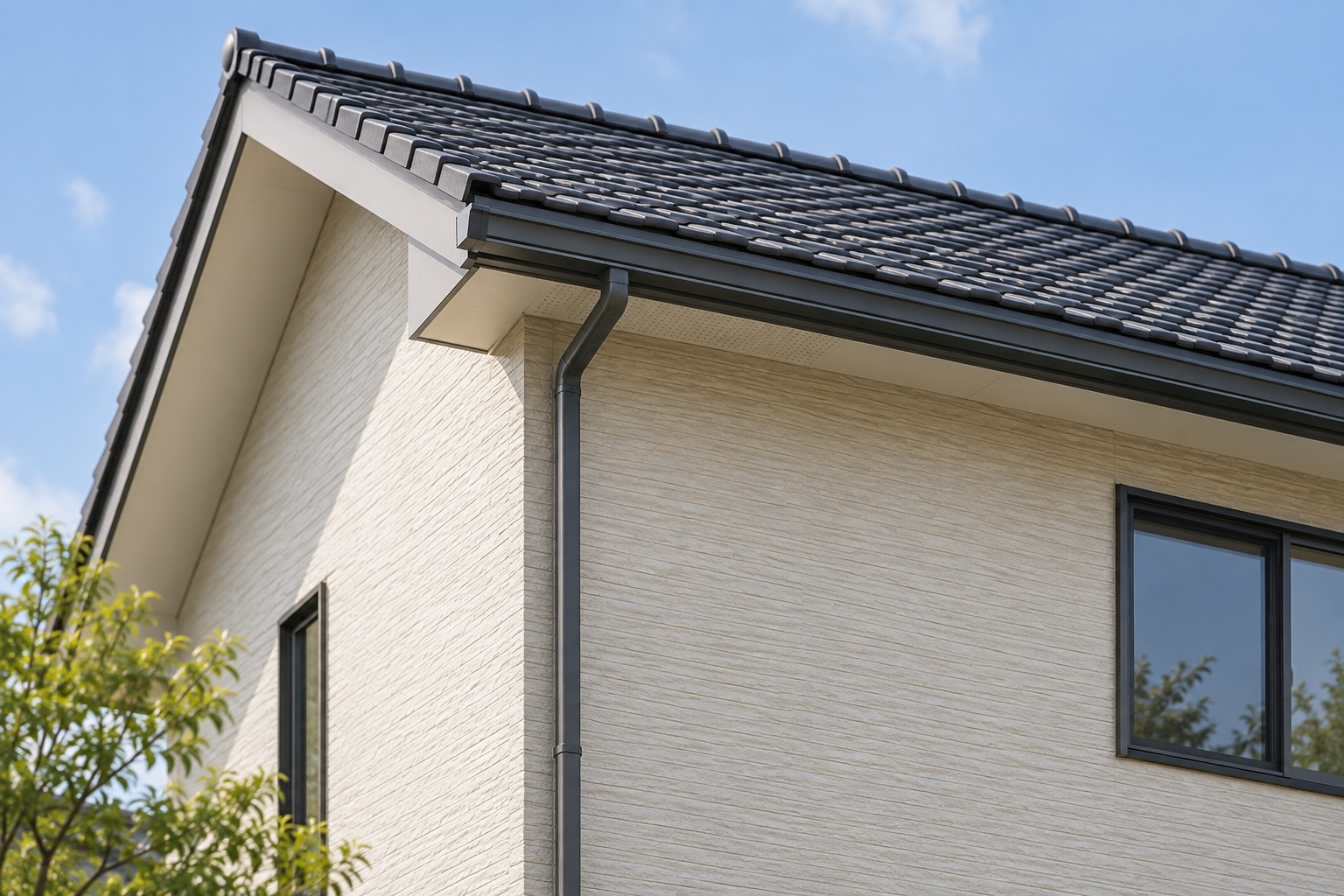 日本の戸建て住宅の外壁と瓦屋根のイメージ（生成画像）